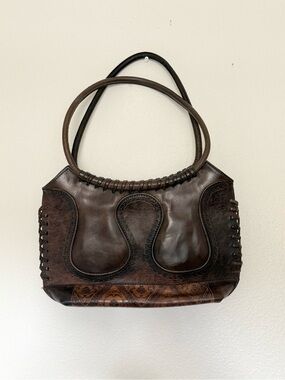 Anna Cainzo Genuine Leather Vintage Tooled Bag y2k